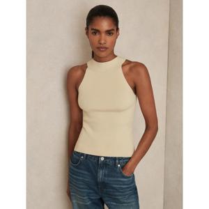 REISS Lacey Rib Knit High Neck Vest